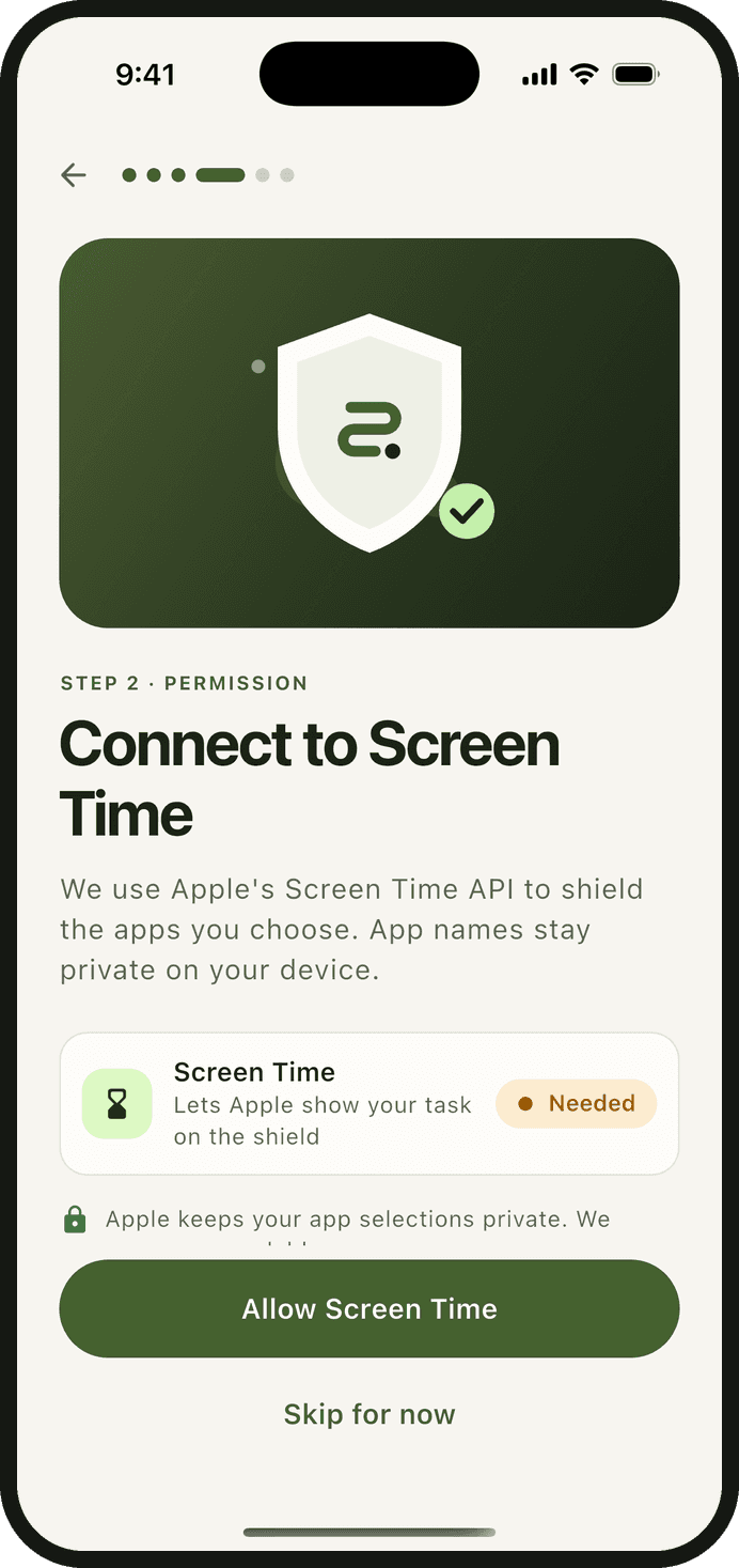 Backtrack Screen Time permission screen